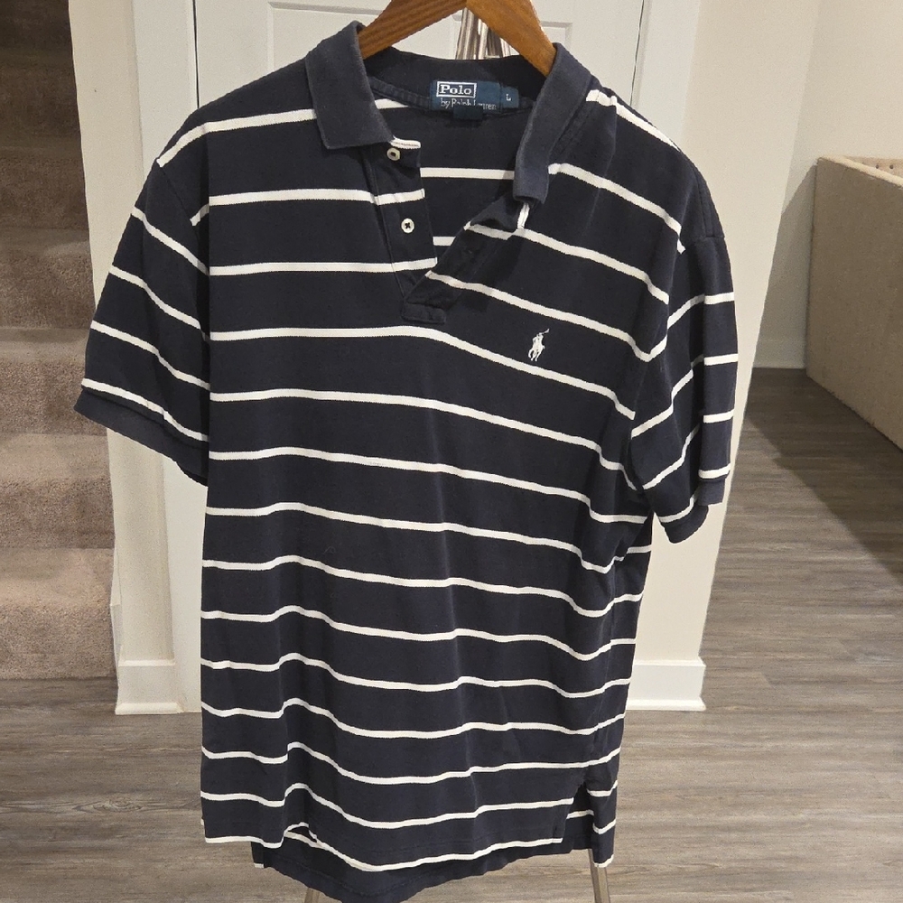 Polo by Ralph Lauren Men's Black and White Striped Polo